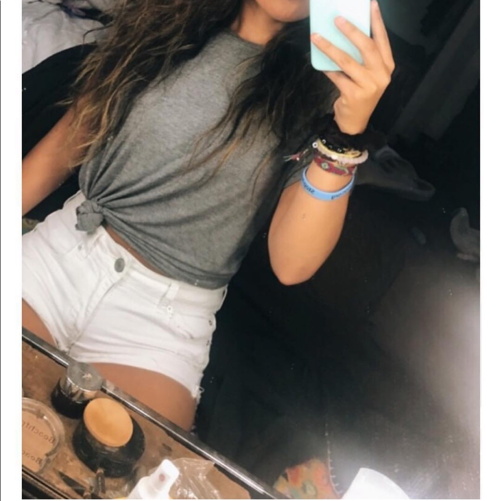 white jean shorts